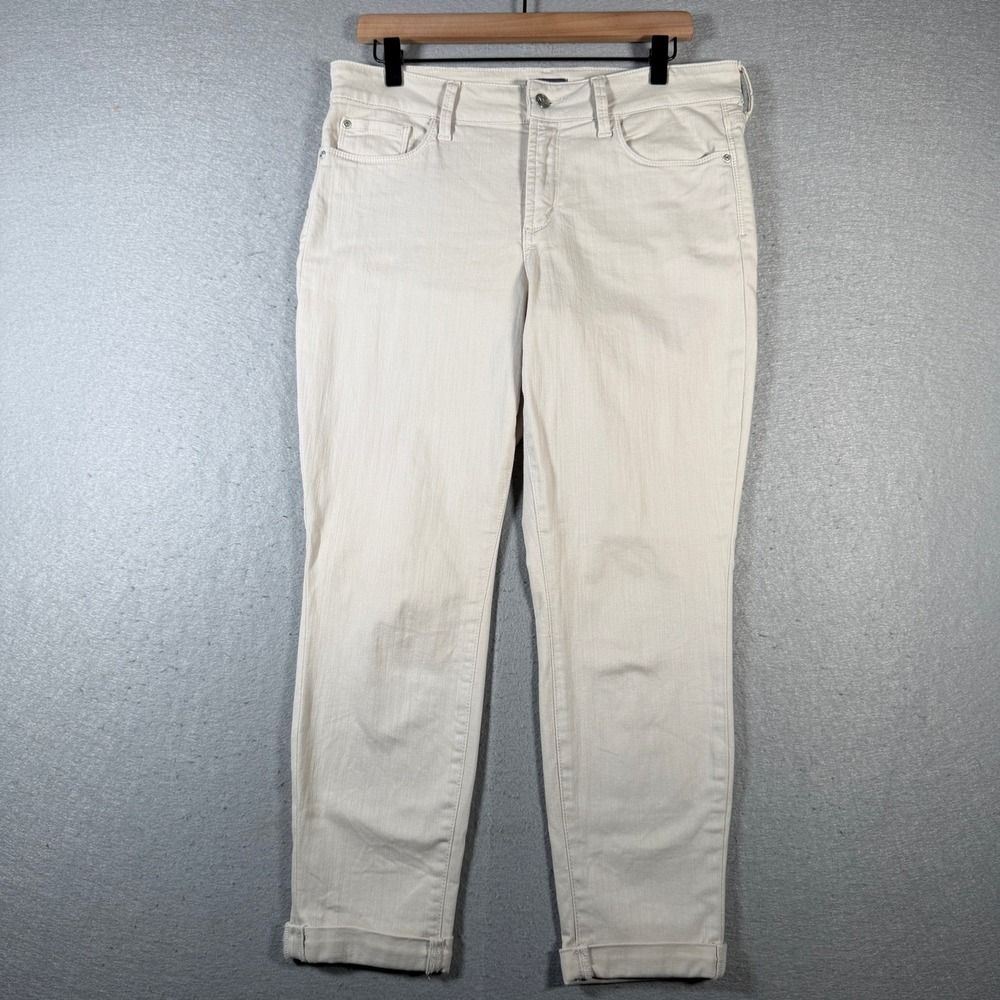 NYDJ Alina Convertible Ankle Pants Jeans Womens Size 10 Stretch Lift Tuck Beige